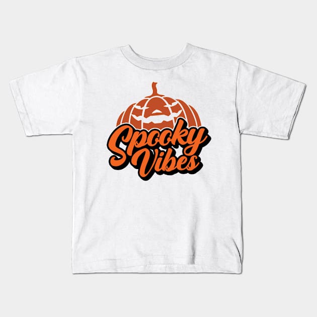 Spooky Vibes - Scary Creepy Horror Pumpkin, Trick Or Treat, Halloween Costume Gift Kids T-Shirt by Art Like Wow Designs